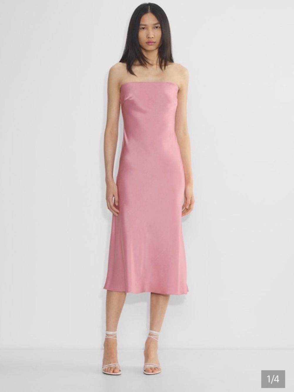 Aritzia Strapless Rose Pink Satin Slip Dress